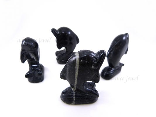 動物雕刻-海豚-黑石