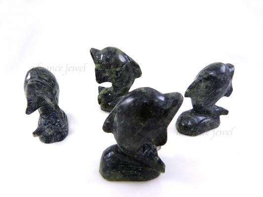 動物雕刻-海豚-黑綠玉