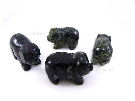 動物雕刻-豬-黑綠玉